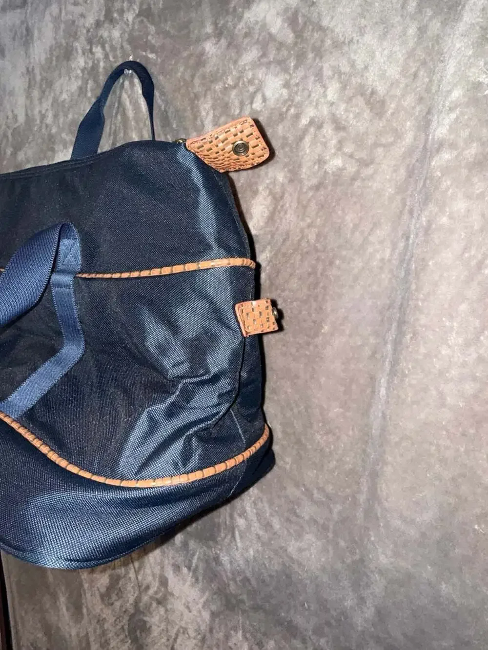 Tommy Bahama Navy Blue Canvas Weekender Duffel Travel Bag